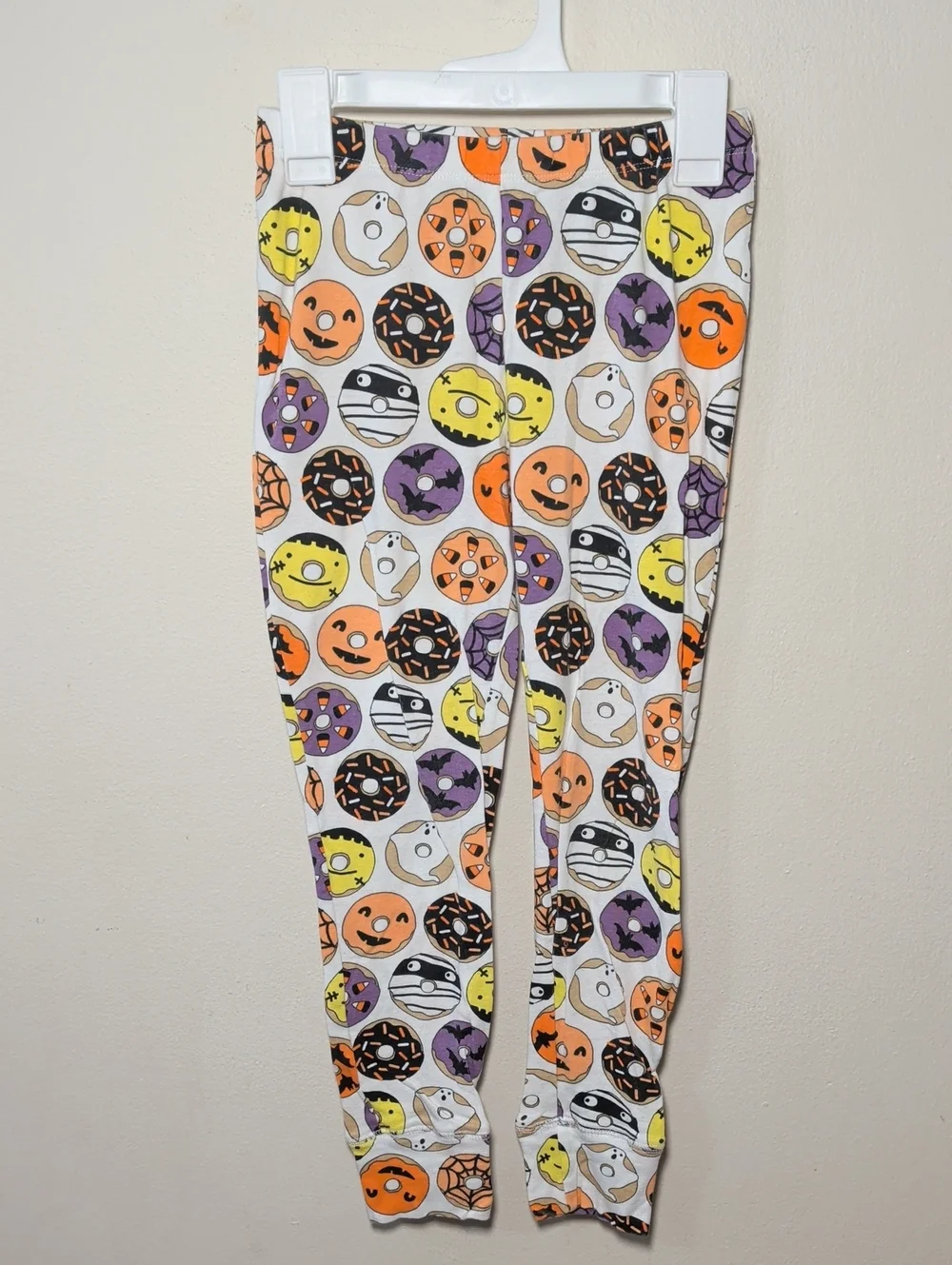 Gap Kids Halloween Doughnut Pajamas White Orange 100% Cotton Unisex Size 10